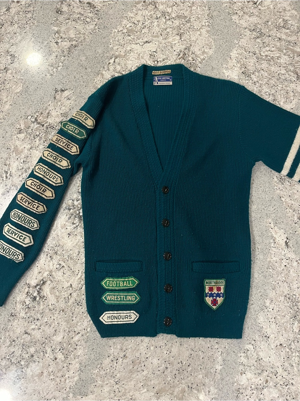 Vintage 50s Letterman Cardigan with Patchwork Achievements